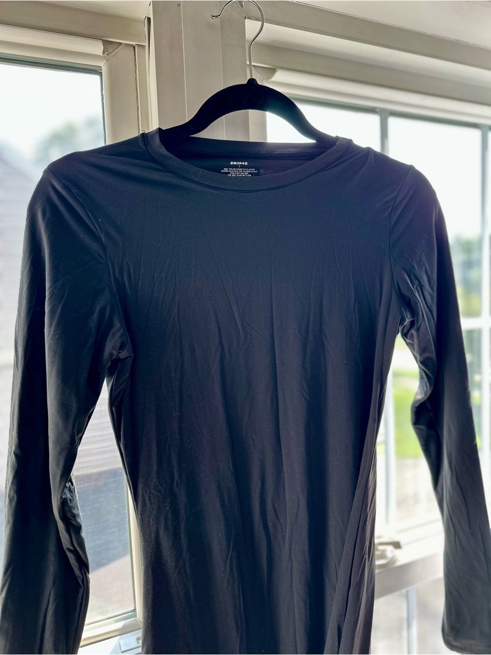 SKIMS Fits Everybody Long Sleeve maxi dress crew neck